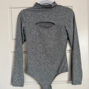 Gray long-sleeve bodysuit | Express